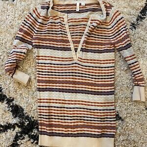 Frenchi Striped Henley Shirt Retro Colors Size Small